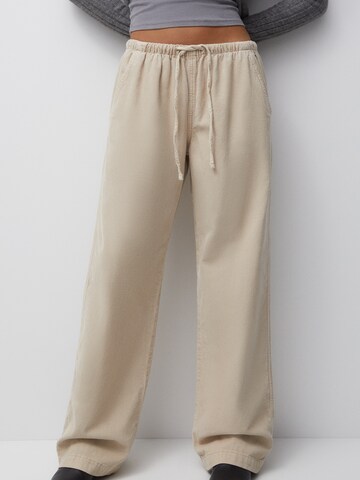 Pull&Bear Wide Leg Bukser i beige: forside