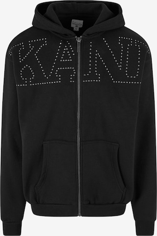 Karl Kani Zip-Up Hoodie in Black: front