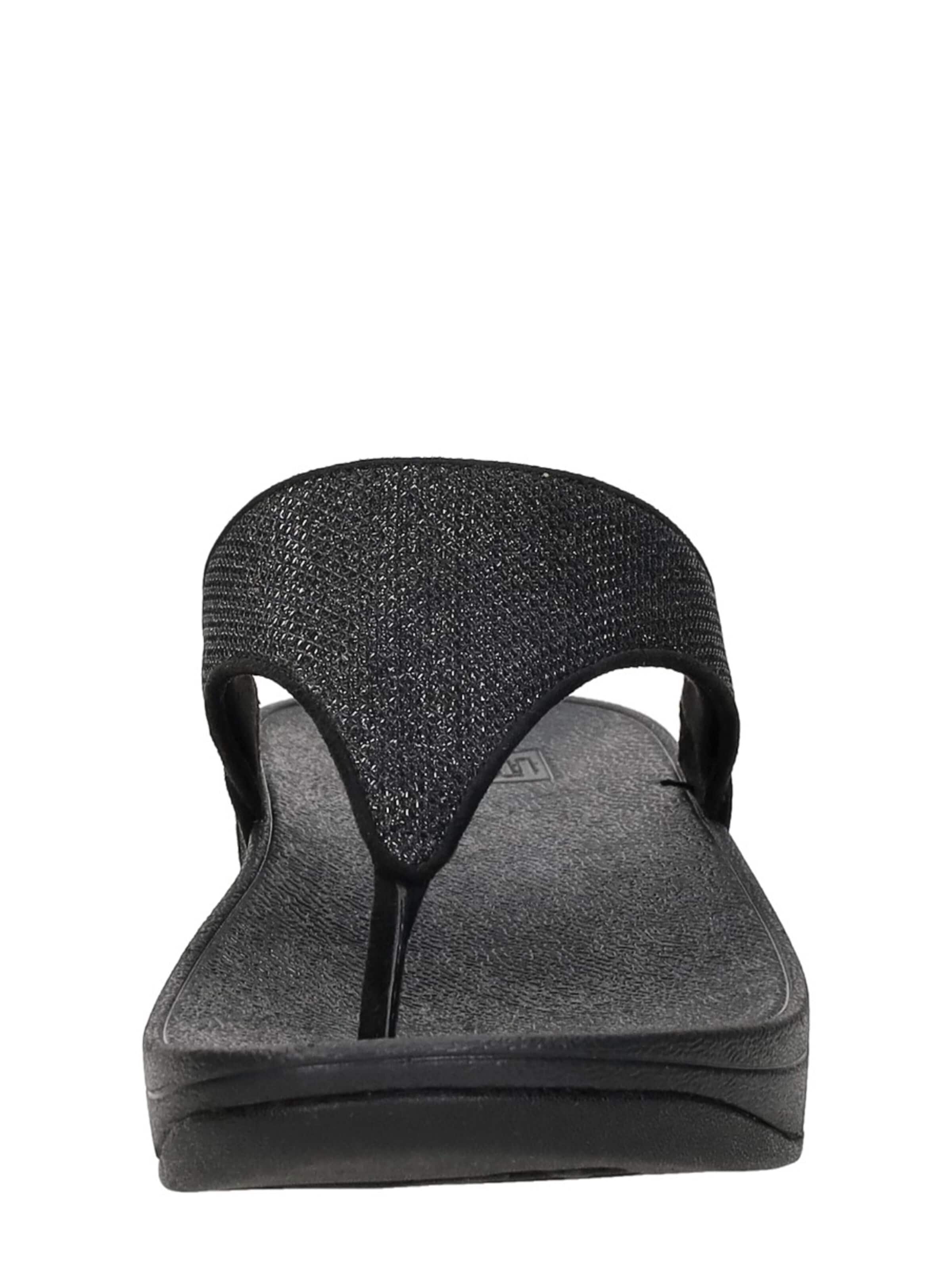 FitFlop Teenslipper 'Lulu Shimmerglitz Toe-Post' in Zwart