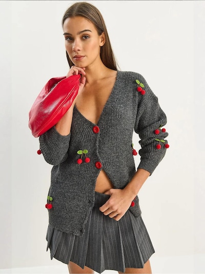 Bianco Lucci Knit Cardigan 'Strickjacken' in S-M in Dark grey, Item view
