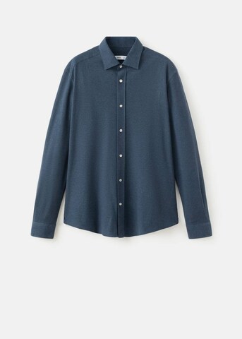 MANGO MAN Regular fit Button Up Shirt 'Pique' in Blue
