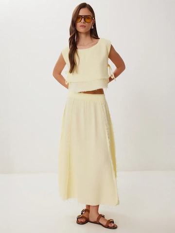 Pantalons de tailleur Happiness İstanbul en jaune : devant