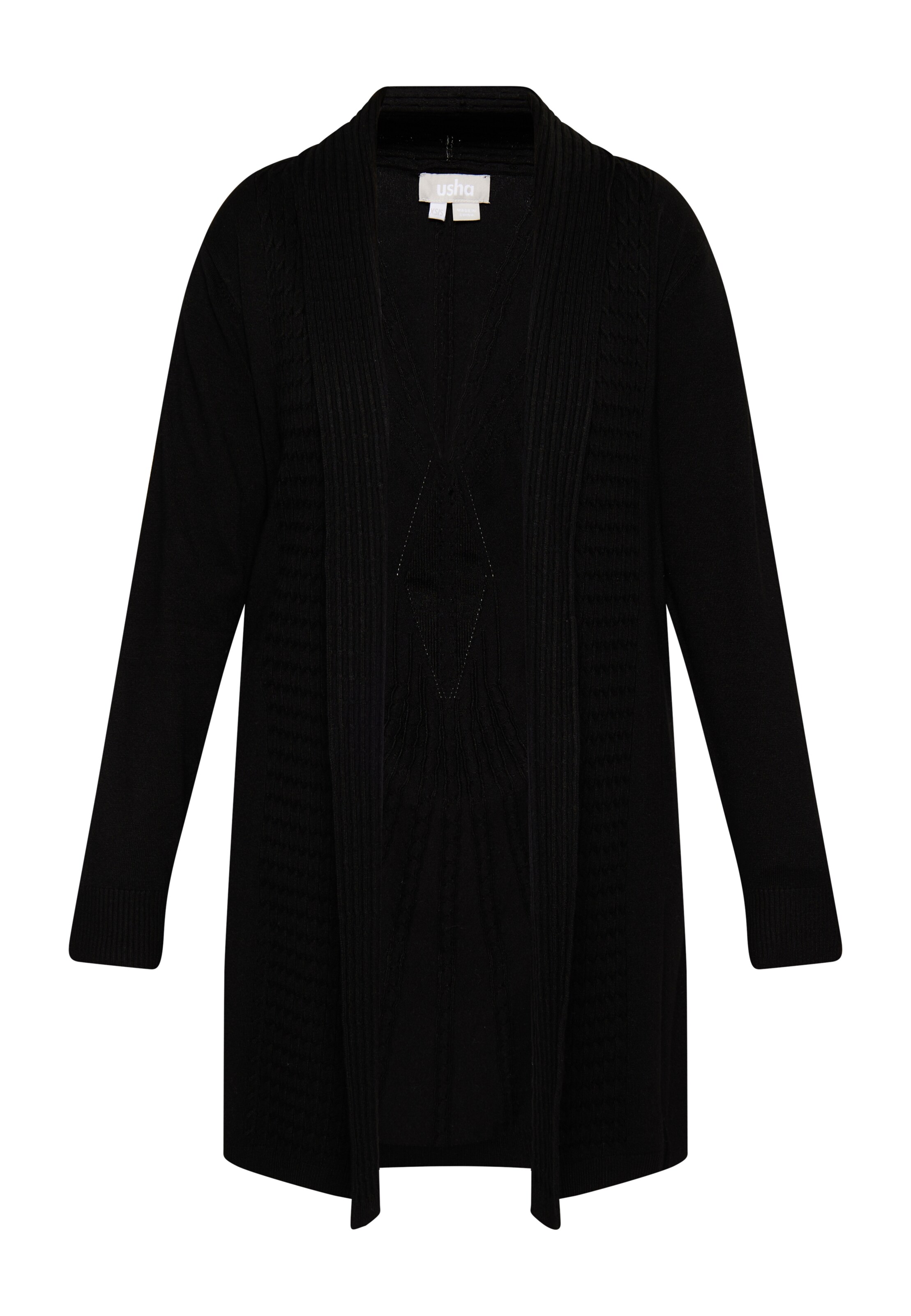 melns Usha Adīta jaka: no priekšpuses