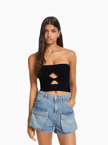 Bershka Gebreide top in Zwart: voorkant