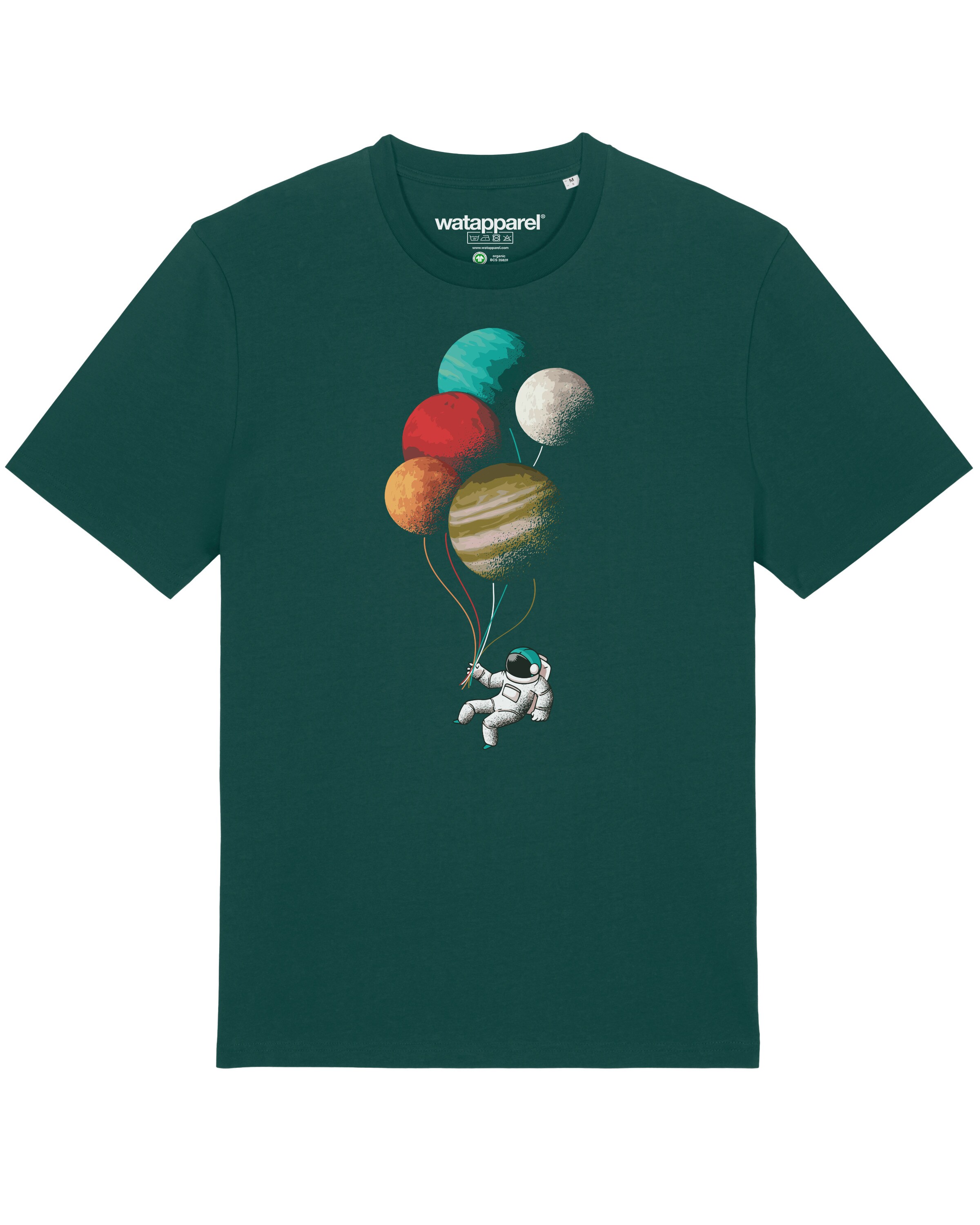 Maglietta 'Balloon Spaceman' di Watapparel in verde: frontale