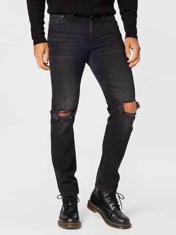 JACK & JONES Slimfit Jeans 'MIKE' in Zwart: voorkant