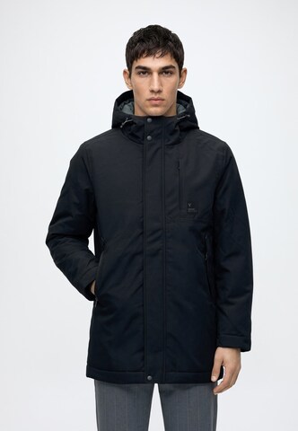 Parka mi-saison 'Kylian' Vintage Industries en noir : devant