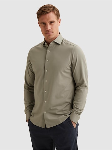 VANGUARD Regular fit Overhemd 'Elevated Knit shirt with widespread collar' in Groen: voorkant