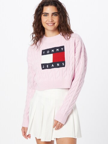 Tommy Jeans Pulover | roza barva: sprednja stran