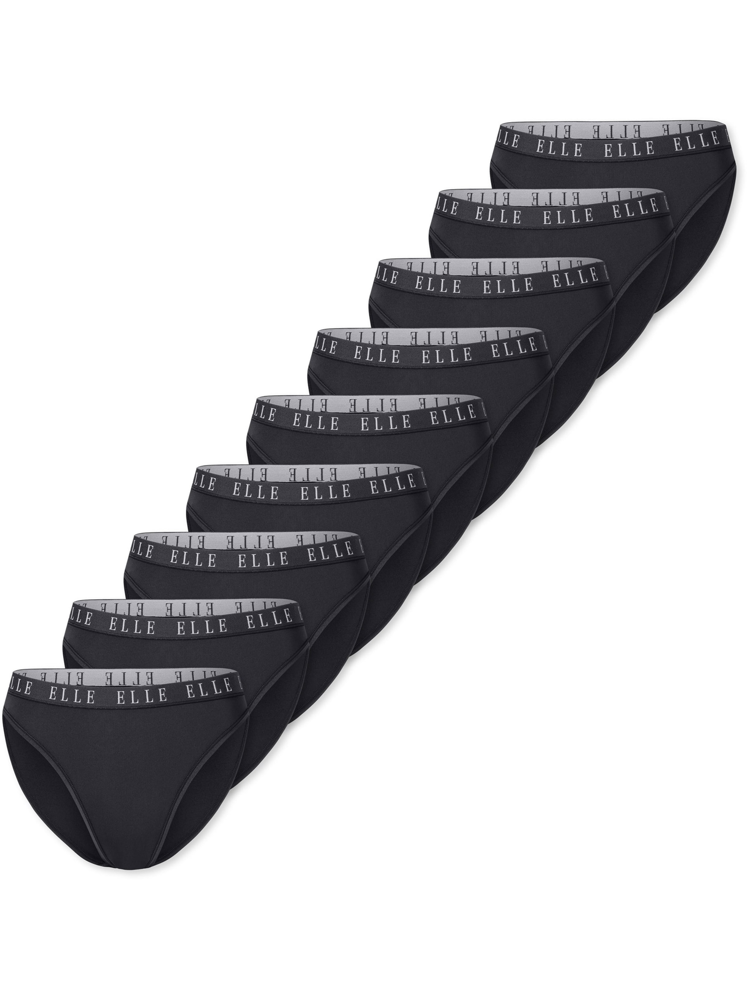 ELLE Slip ' High Leg Logo ' in Zwart: voorkant