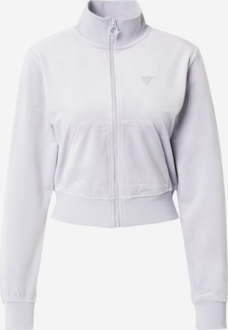GUESS Athletic Zip-Up Hoodie 'COUTURE' in Purple: front