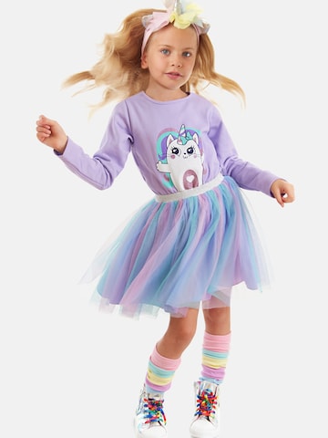 Denokids Dress 'Rainbow Cat' in Purple: front