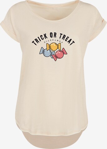 T-shirt 'Trick Or Treat Halloween' F4NT4STIC en beige : devant