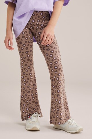 WE Fashion Flared Leggings in Brown: front