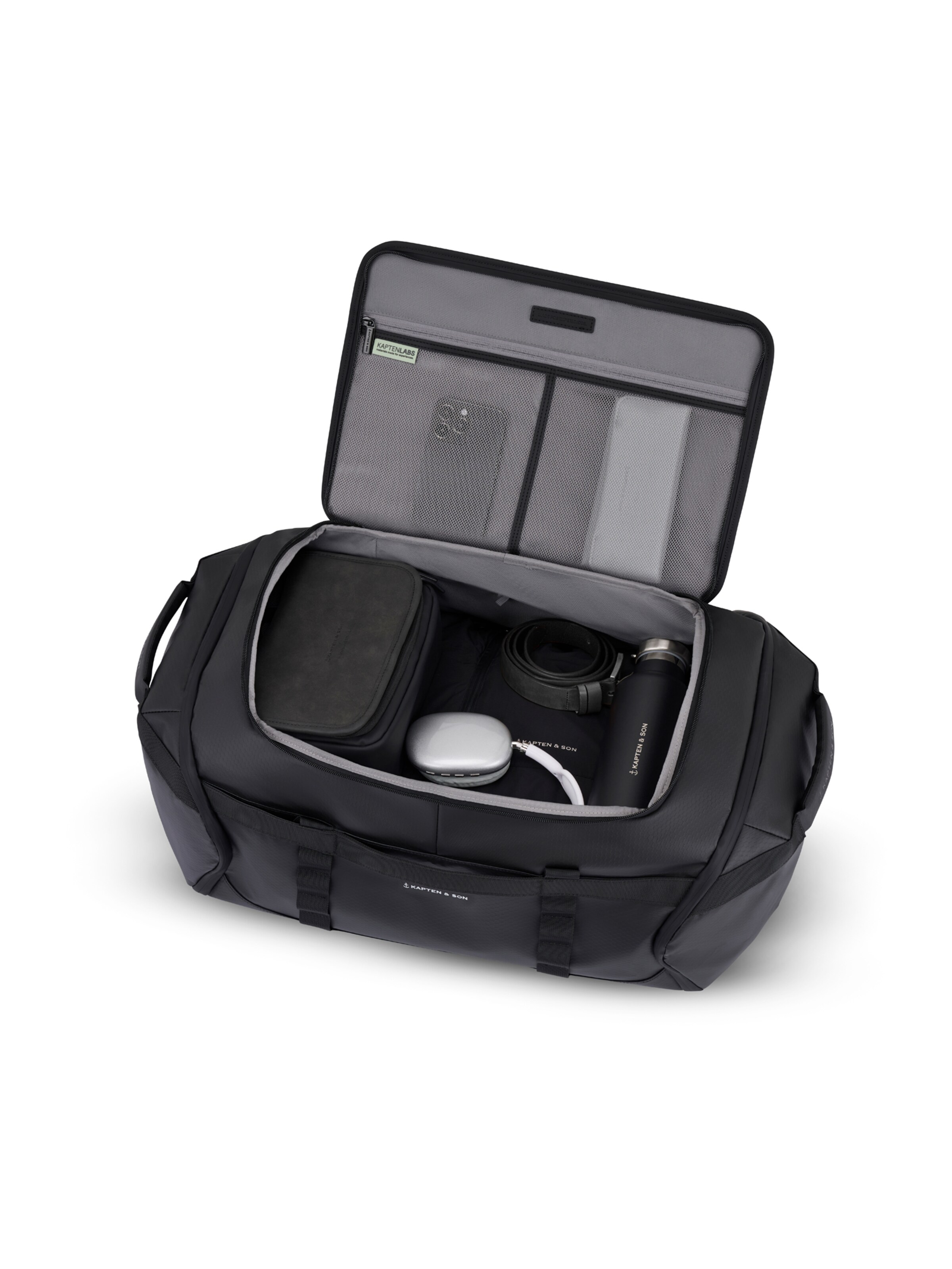 Kapten & Son - Mala de viagem 'Lisbon Duffle Backpack Large' em preto