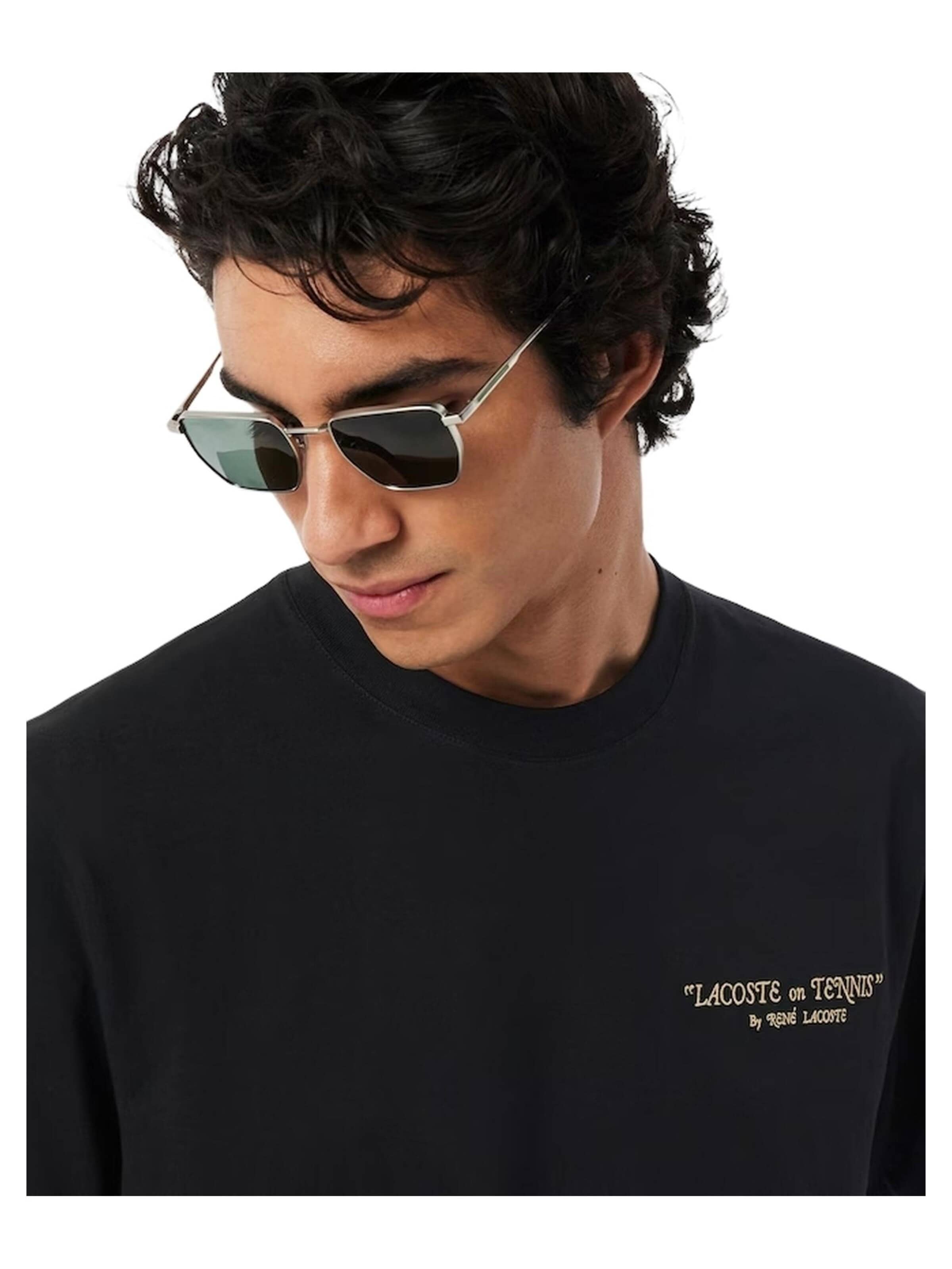 LACOSTE - Camisa 'Camiseta lacoste negra back embroidered racket tee' em preto