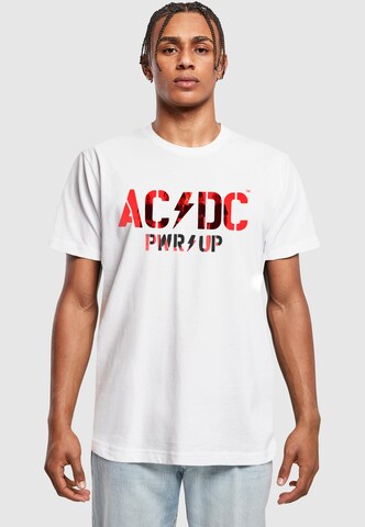Merchcode T-Shirt 'ACDC - PWRUP' in Weiß: Vorderseite