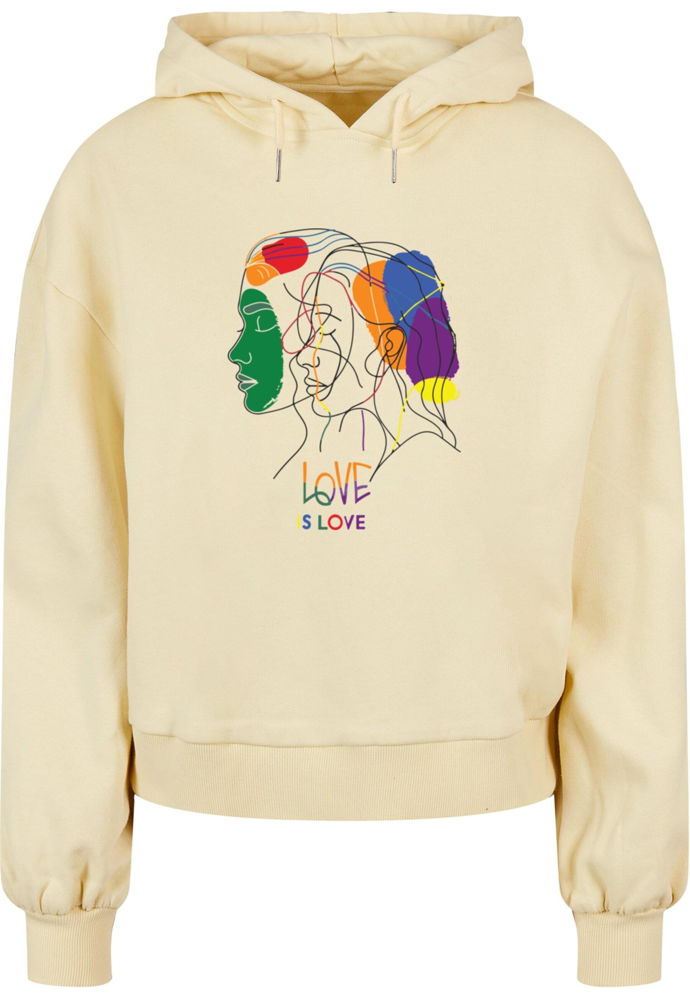 Merchcode Sweatshirt 'Love Is Love' in Geel: voorkant