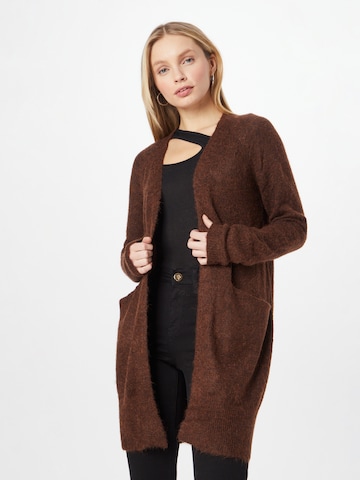 ICHI Knit Cardigan in Brown: front