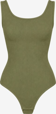 Body 'Ribbed Tank Sculpting Bodysuit with String' di cfab in verde: frontale