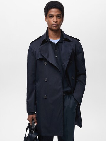 Manteau mi-saison MANGO MAN en bleu : devant