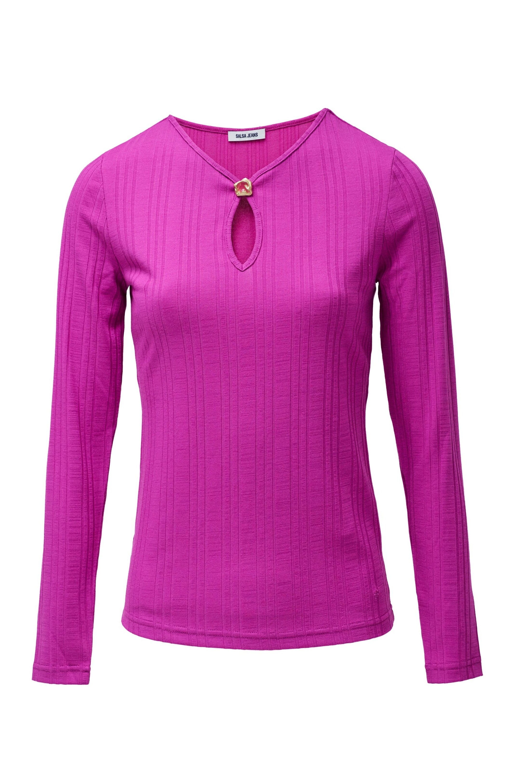 Salsa Jeans T-shirt en rose foncé, Vue avec produit