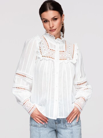 Ombre Blouse in Wit: voorkant