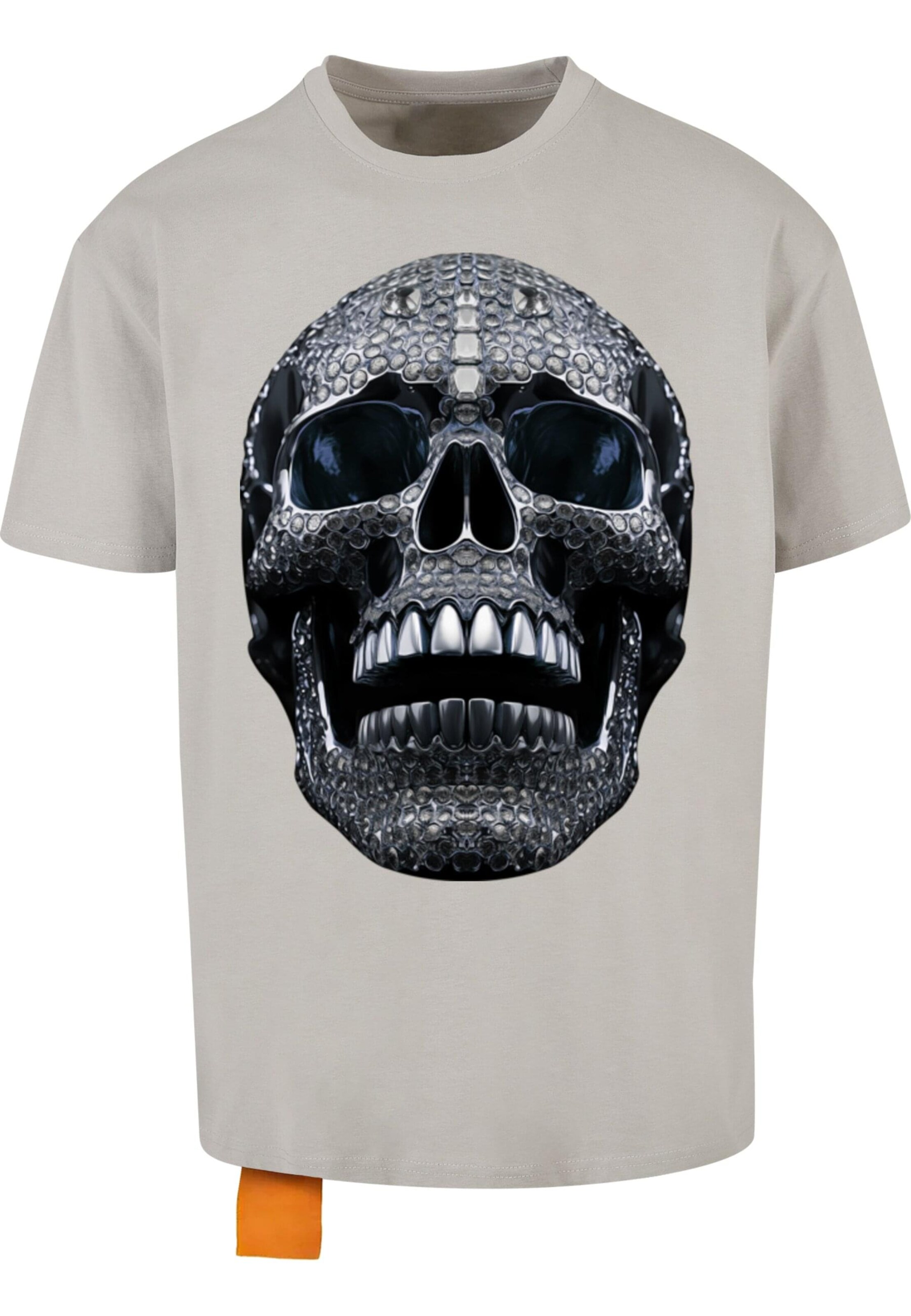 Forgotten Faces T-shirt 'Diamond Skull' i grå: framsida