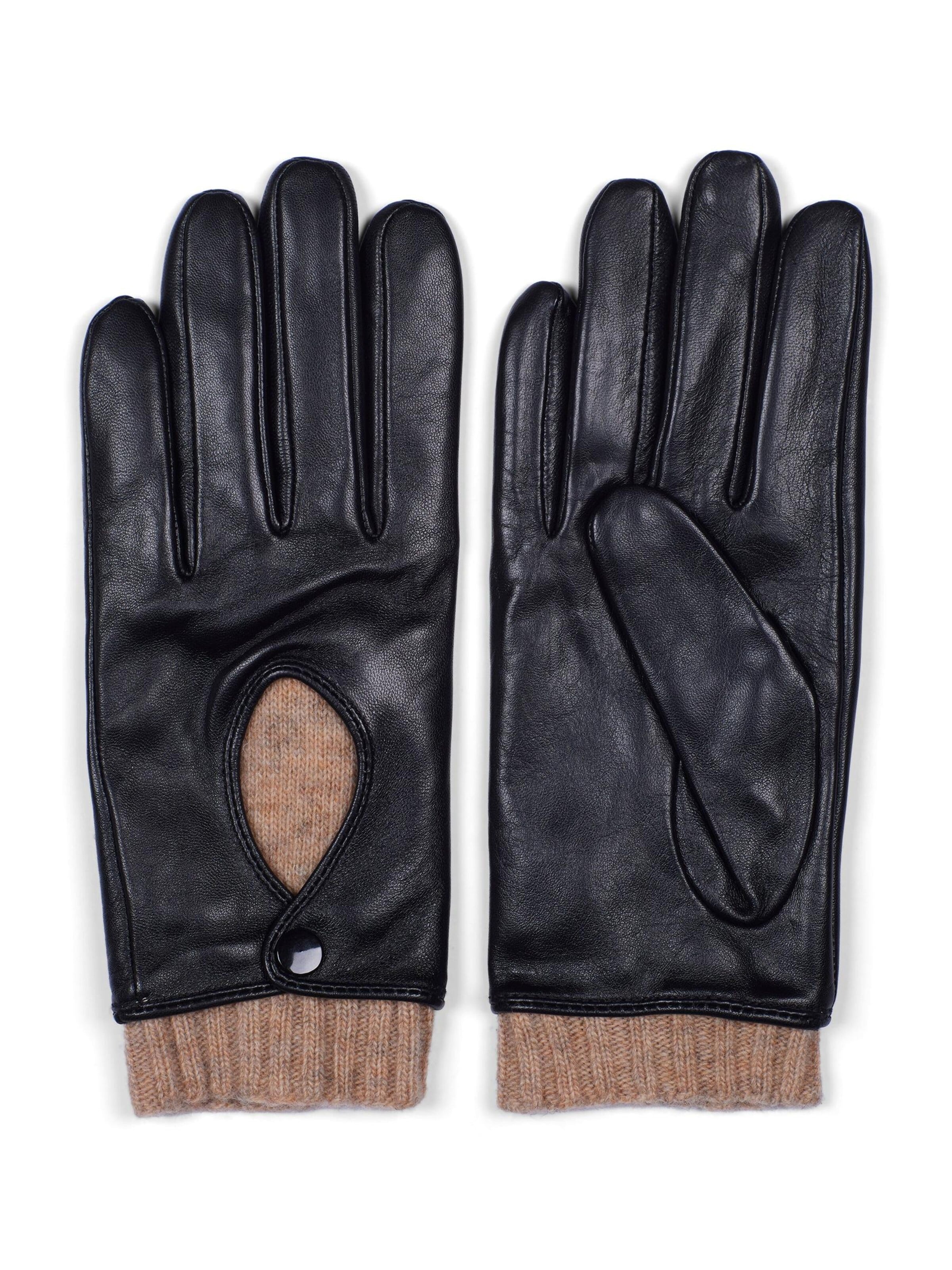 Howard London Vingerhandschoenen 'Women's Leather Gloves Florence Black' in Zwart: voorkant