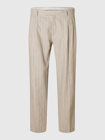 SELECTED FEMME Loosefit Bandplooibroek in Beige: voorkant