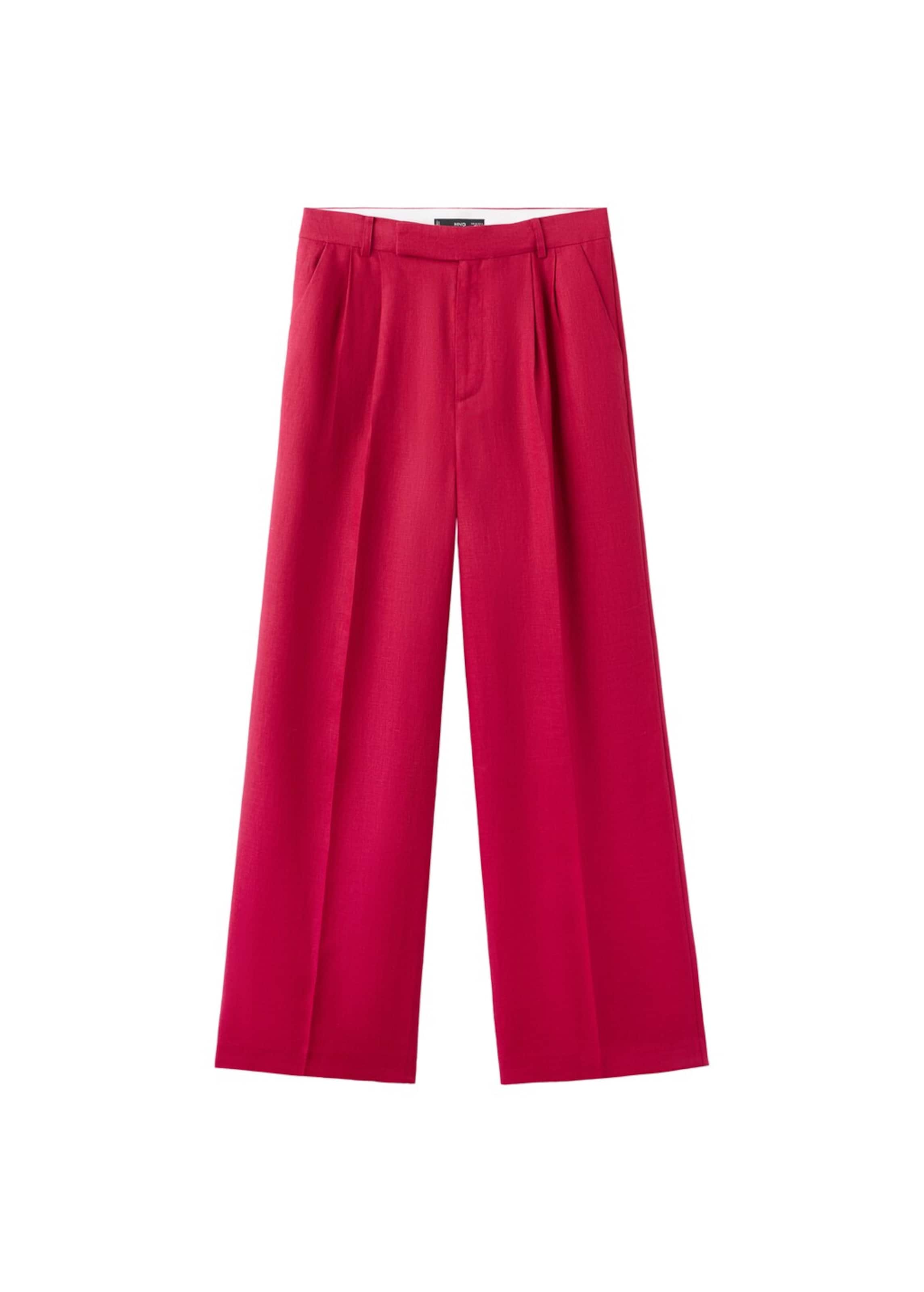 MANGO Regular Pleat-Front Pants 'Listela' in Red: front