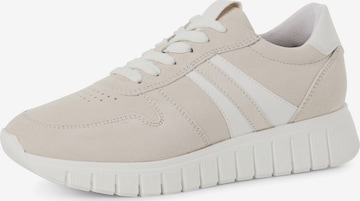 Baskets basses Tamaris en beige : devant