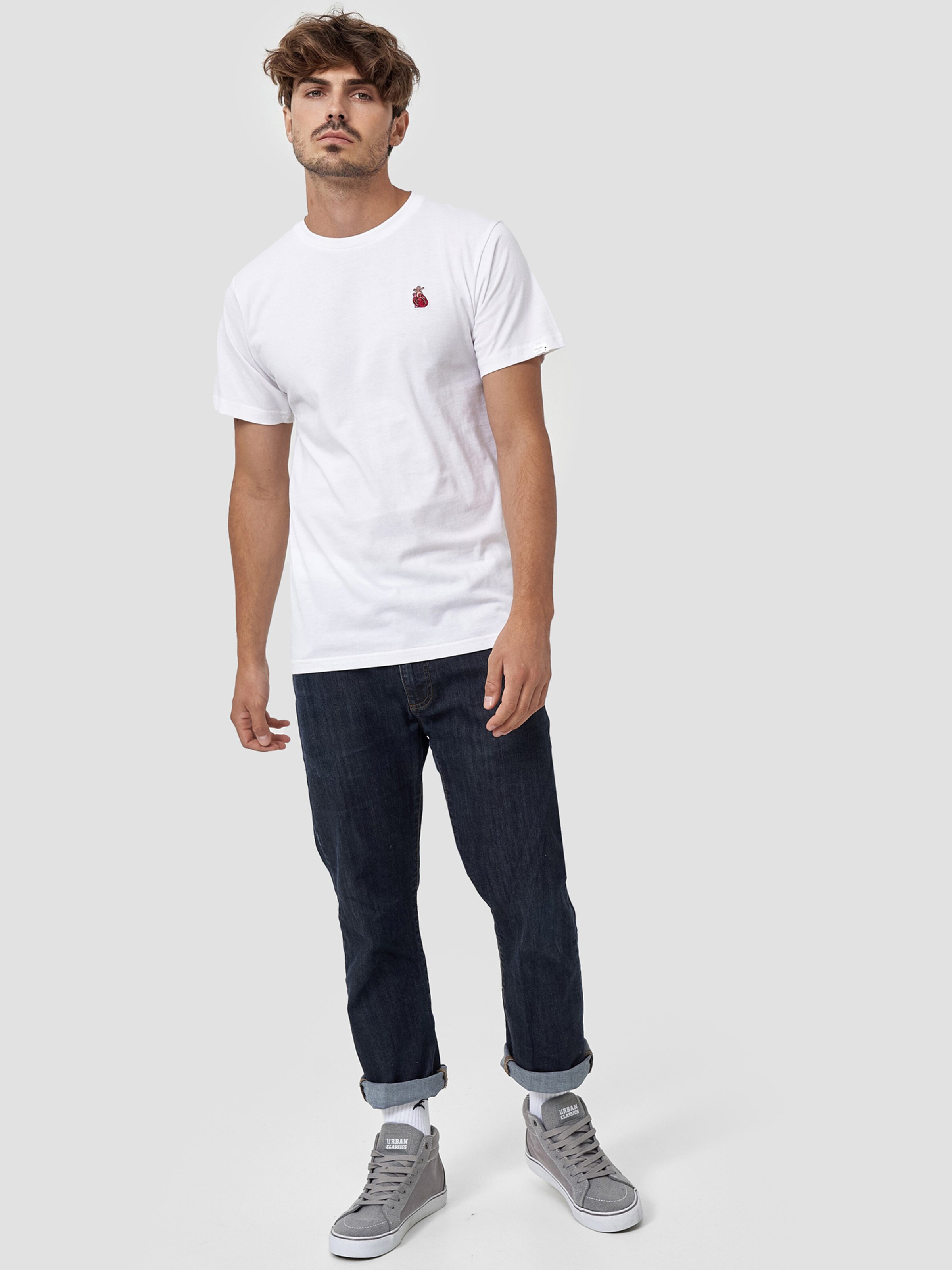 Männer Shirts Mikon T-Shirt 'Herz' in Weiß - UL76138
