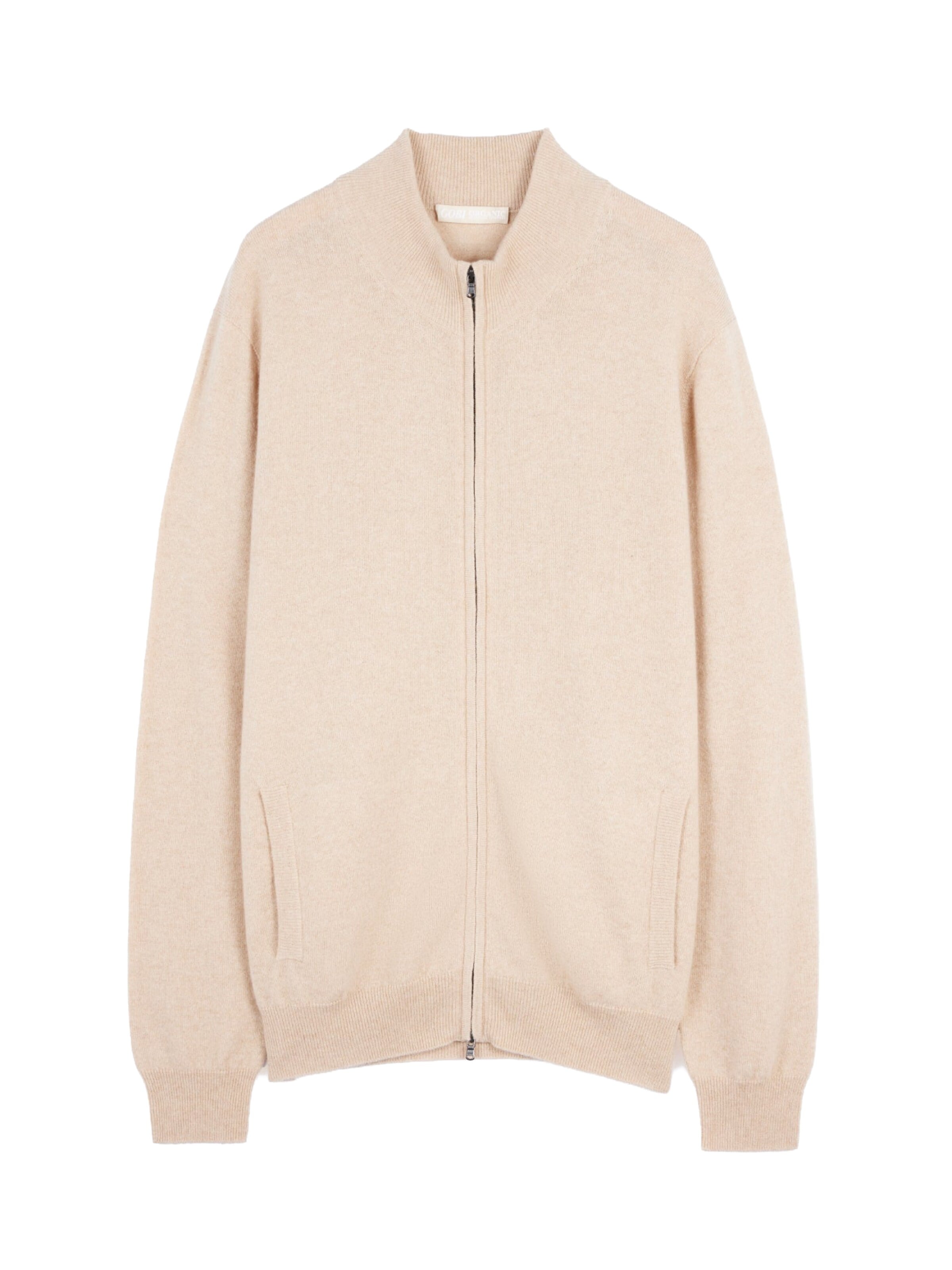 GOBI Cashmere Gebreid vest 'Men's Essential Full-Zip Cashmere Cardigan' in Beige: voorkant