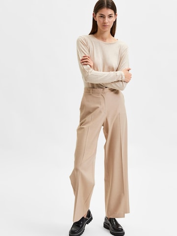 SELECTED FEMME Wide leg Pleated Pants 'Eliana' in Beige