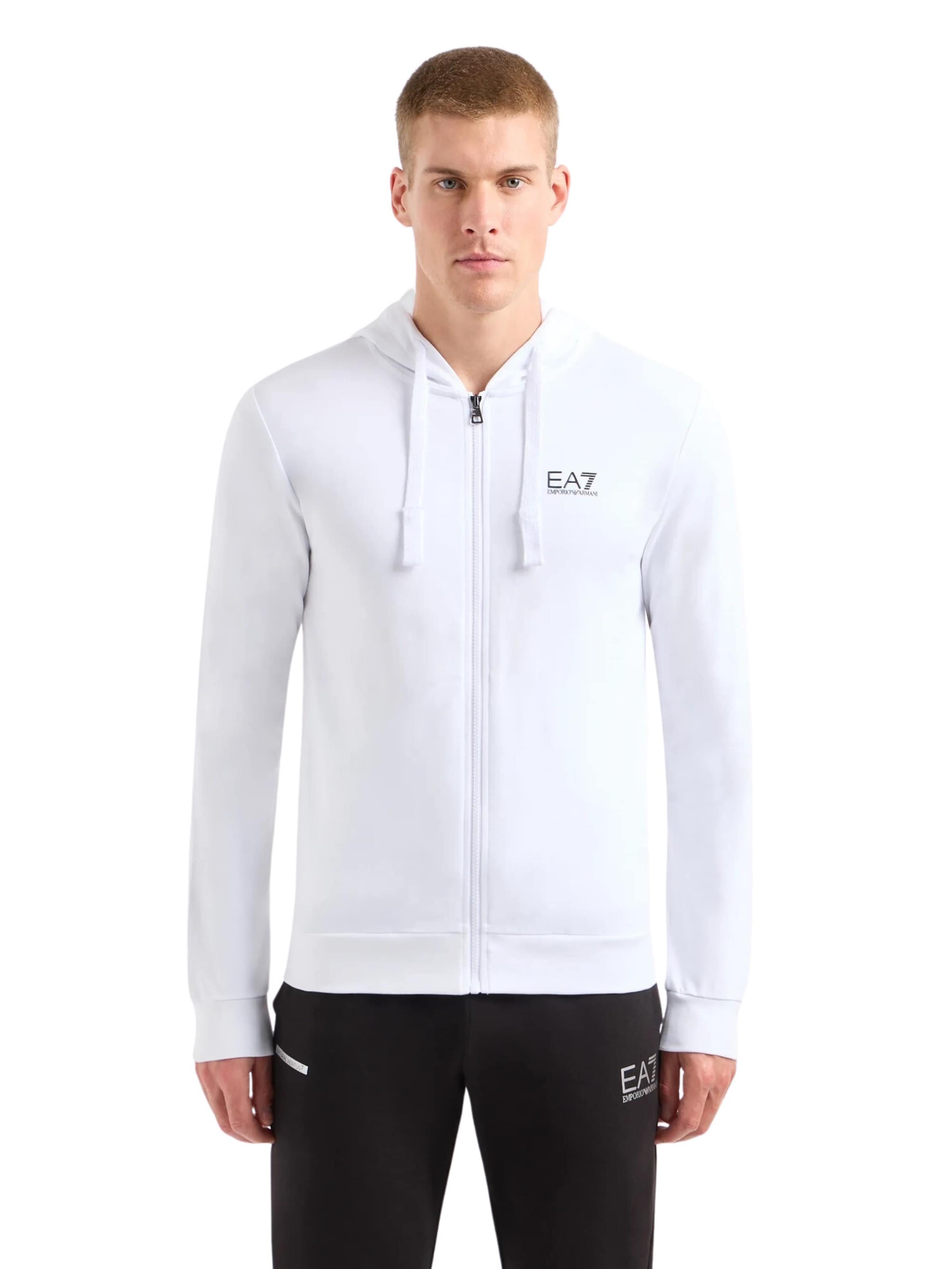 EA7 Emporio Armani - Sudadera con cremallera en blanco: frente