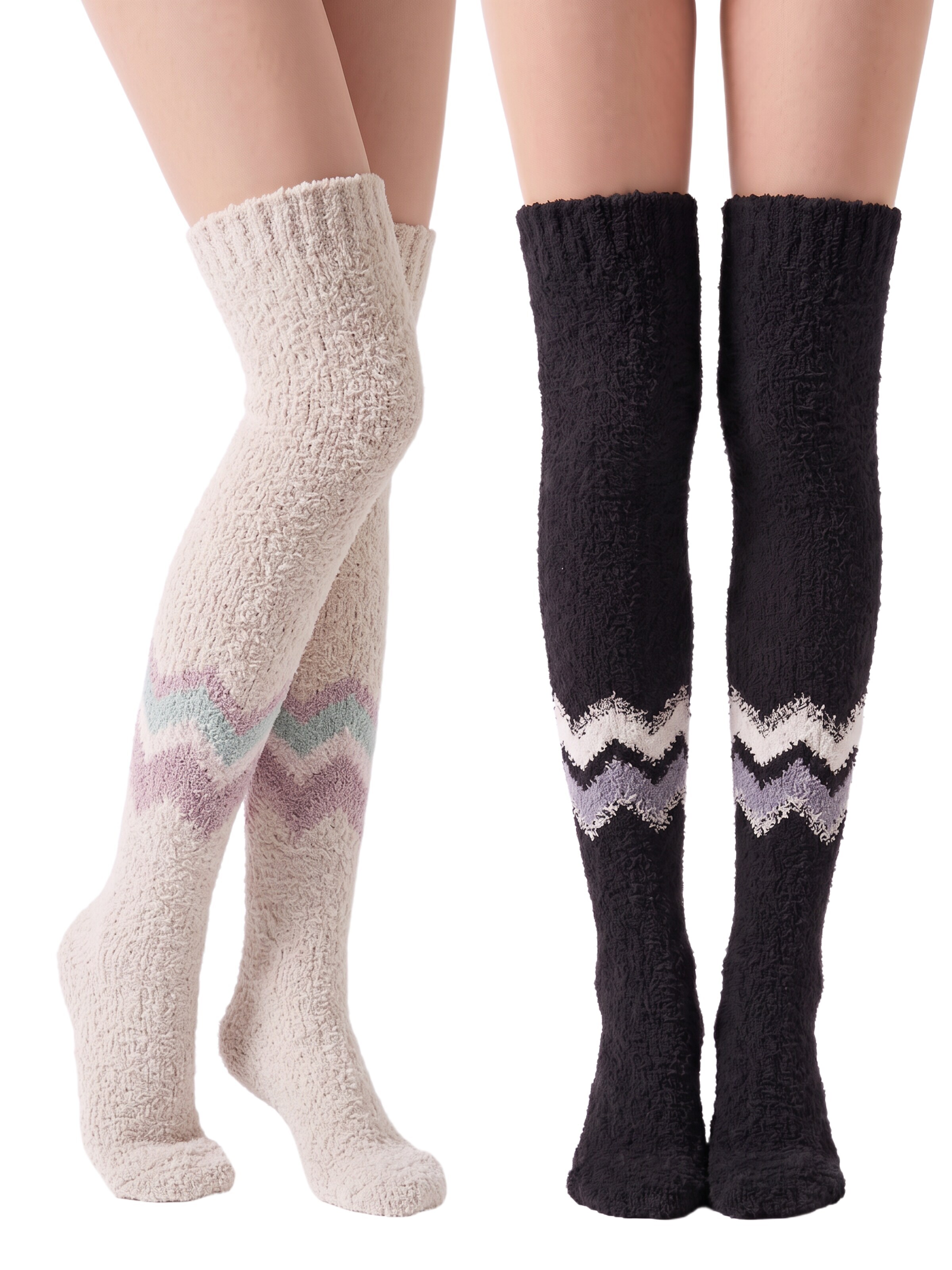 BONVERANO Over the Knee Socks in Beige