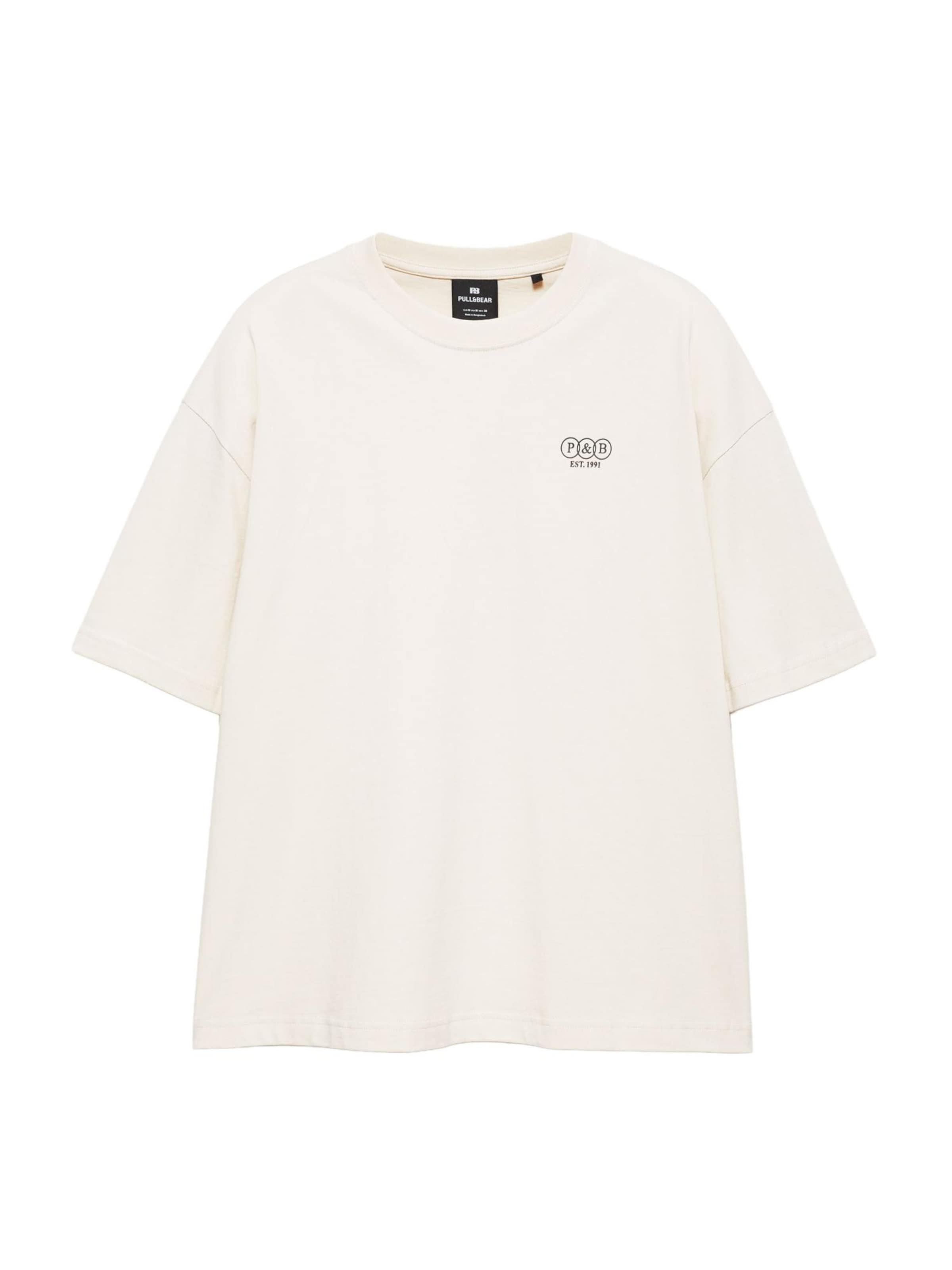 Pull&Bear T-Shirt 'LOVE YOURSELF' en XS en beige / noir, Vue avec produit