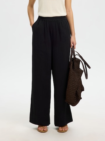 SELECTED Wide Leg Hose in Schwarz: Vorderseite