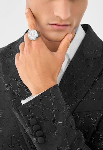 Philipp Plein Jewellery Ring ' PLEIN EDGE ' in Zilver: voorkant