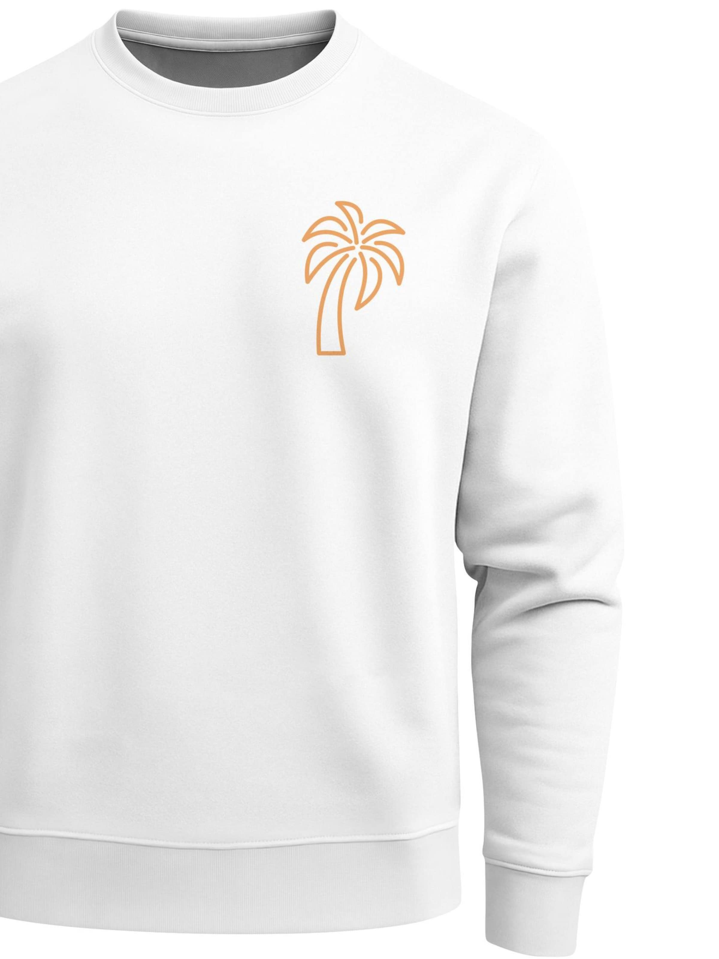 Neverless Sweatshirt 'Palm Lineart Logo' in White