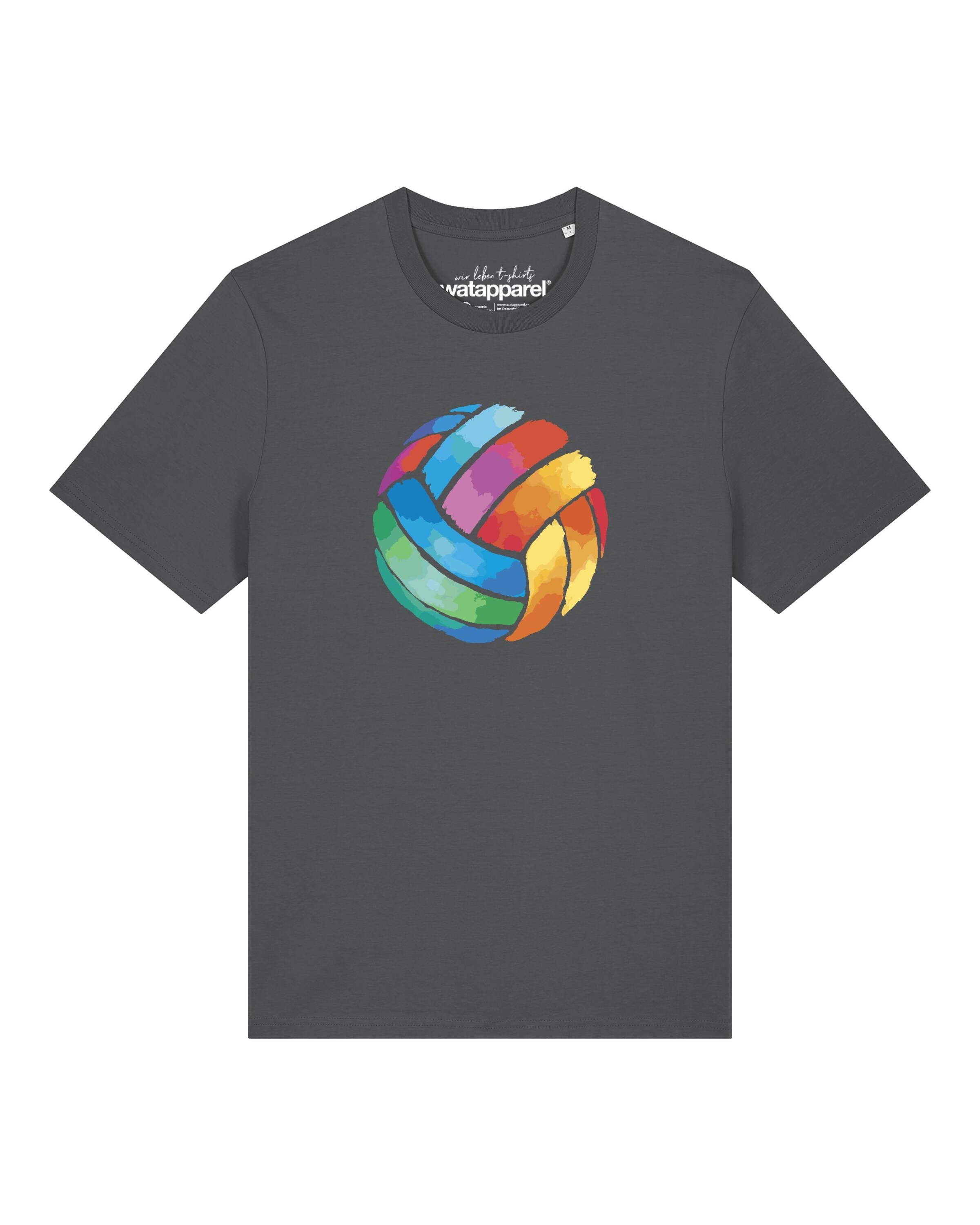 T-Shirt 'Volleyball in Watercolor' Watapparel en gris : devant