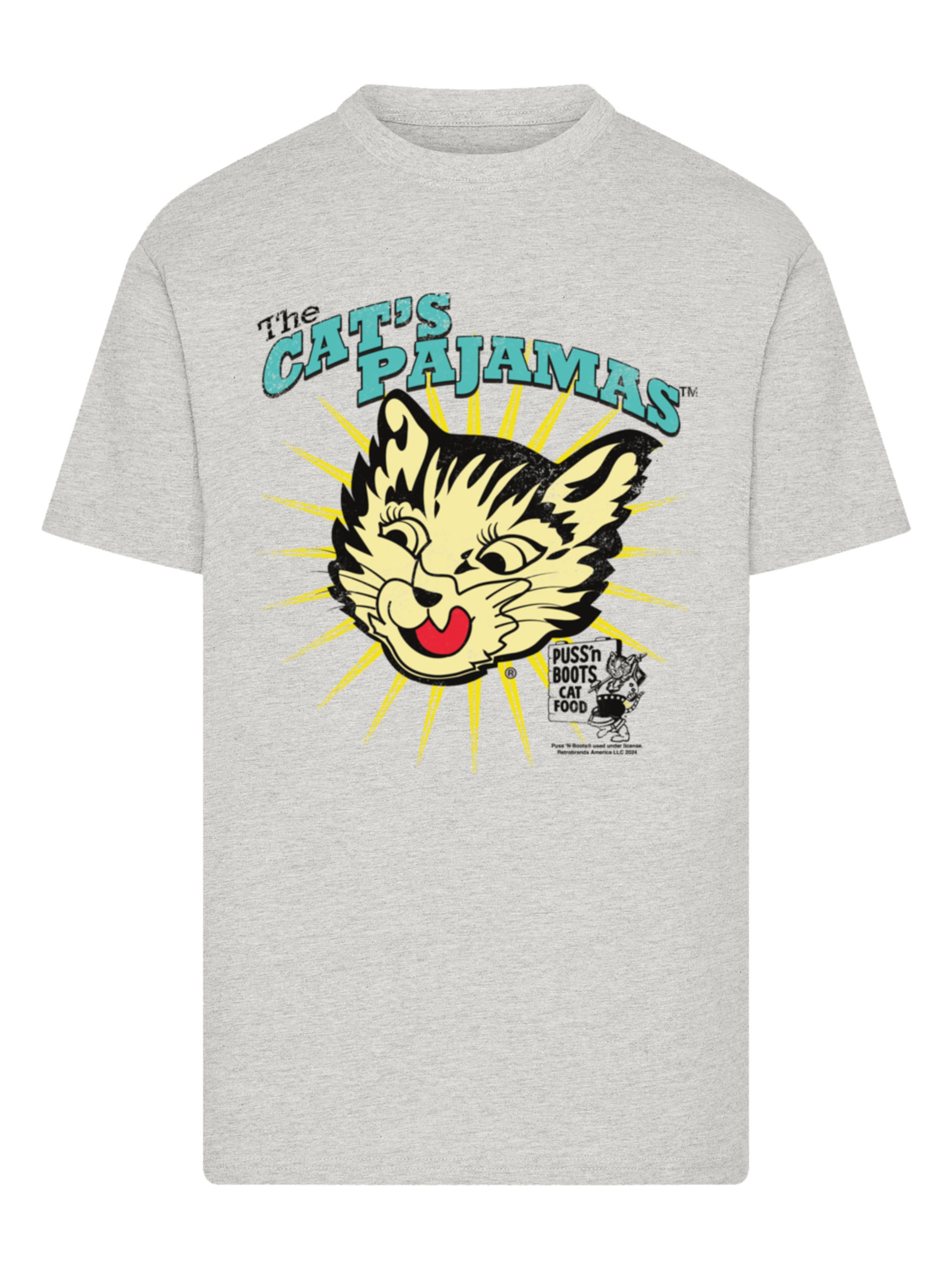 F4NT4STIC Shirt 'Puss N Boots The Cats Pajamas Vintage Art' in Grey: front
