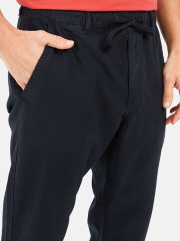 CAMEL ACTIVE Loosefit Chinohose mit Kordelzug aus einem Leinenmix in Blau