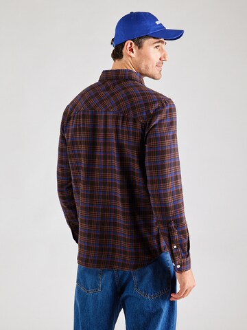 JACK & JONES Comfort fit Button Up Shirt 'JOSHUA' in Brown