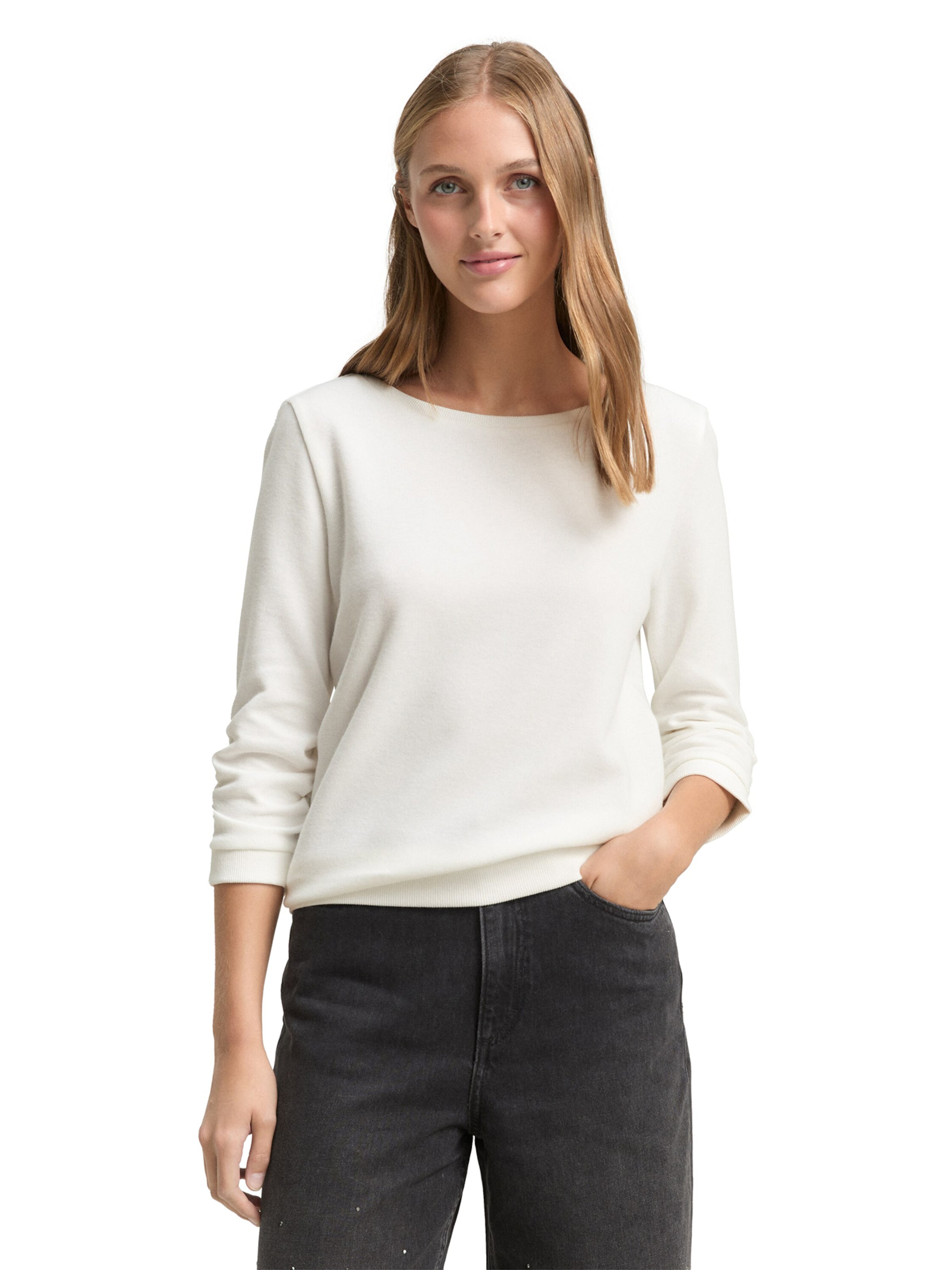 TOM TAILOR DENIM Sweatshirt in White: front