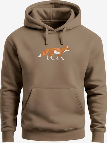 Neverless Sweatshirt 'Fuchs Polygon' in Braun: Vorderseite