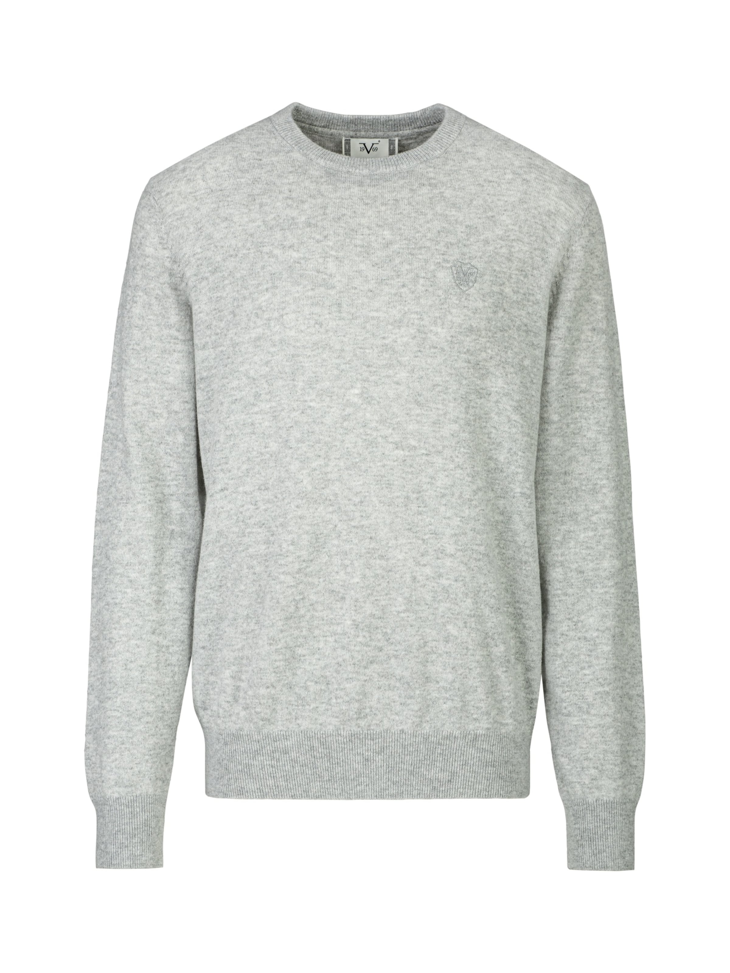 19V69 ITALIA Pullover 'Clint Embro' in Silber: Vorderseite