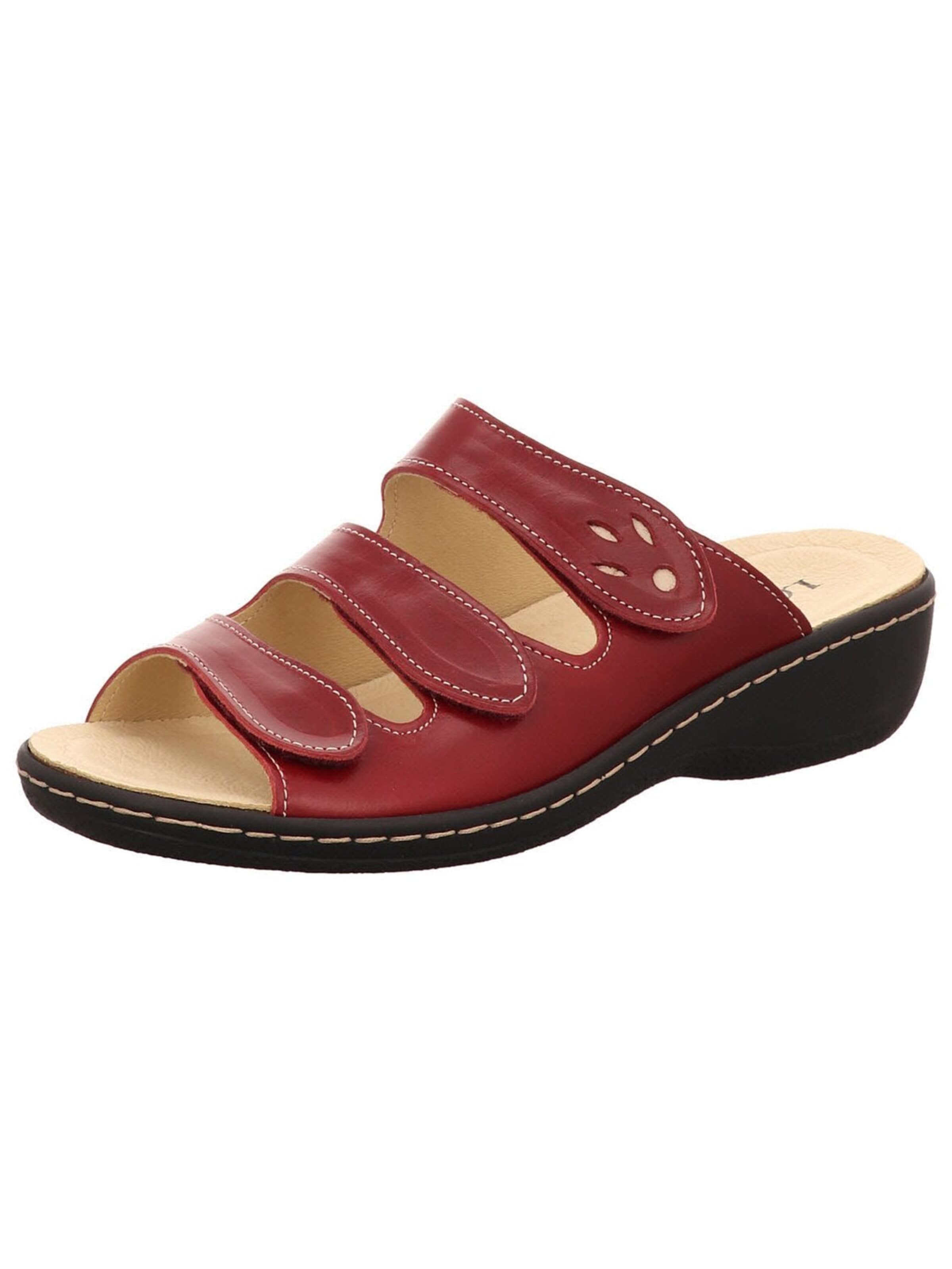 Longo Pantolette 'Pantolette Damen 1006394 Rauleder in rot'‌‌ in Rot: Vorderseite