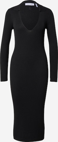 NU-IN Stickad klänning 'Collar' i svart: framsida